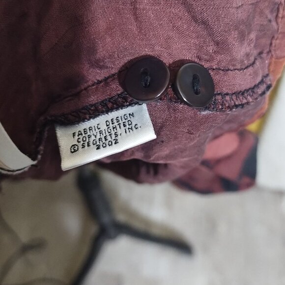 VTG Y2K Sigrid Olsen Long Sleeve Button Up Floral Silk Wool Blouse XL Boho - Picture 8 of 8